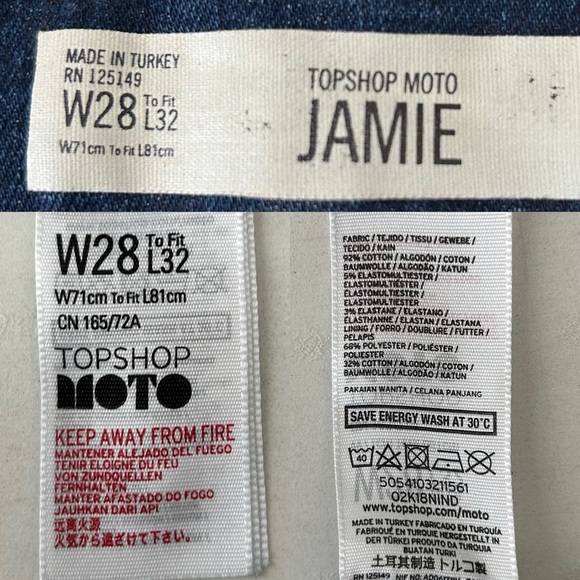 Topshop Moto Jamie Skinny Jeans High Rise Raw Hem Dark Indigo Blue Size 26 - Picture 10 of 14